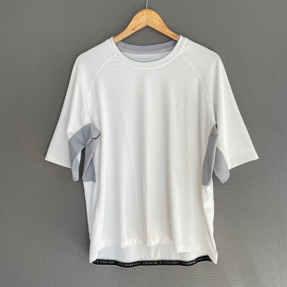 COOLIBAR Men’s Large White Ultimate Short Sleeve Rash Guard UPF 50+